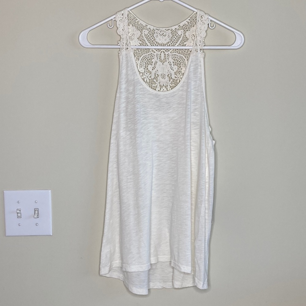 NWT Sun & Shadow | Lace Racerback Tank Top | Ivory Egret | Size XS